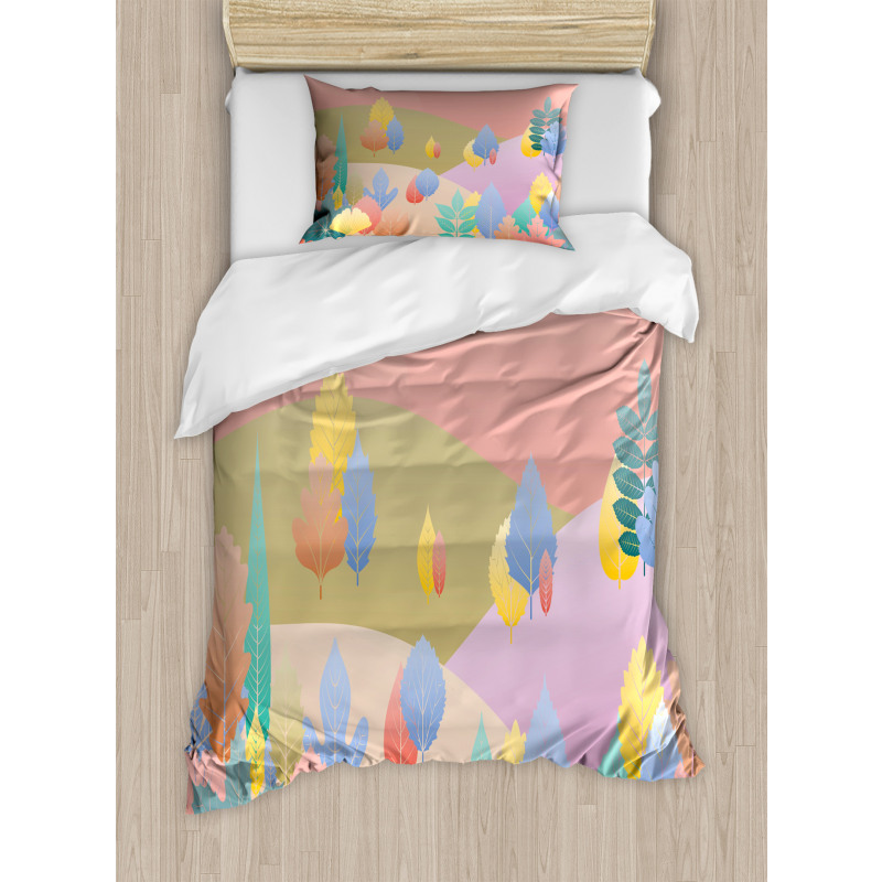 Pastel Fall Leaves Duvet Cover Set