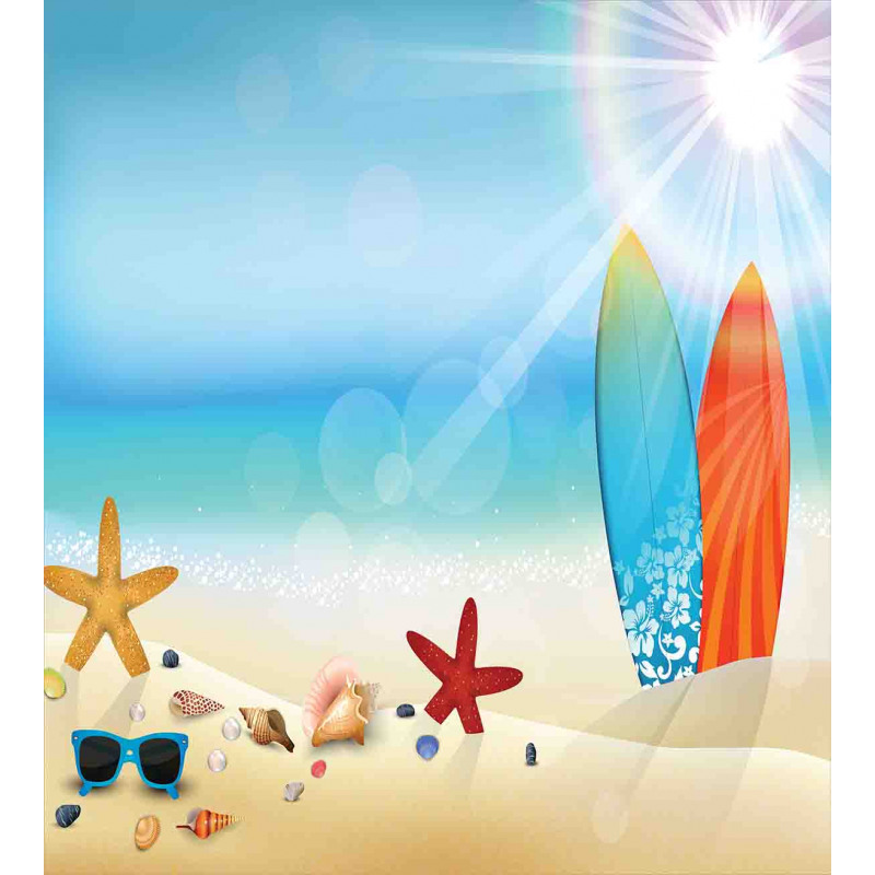 Sand Beach Surfboard Duvet Cover Set
