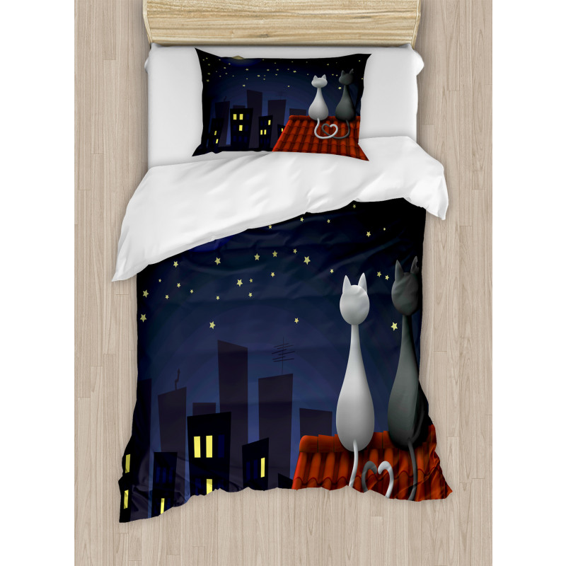 Cats on the Roof Valentines Duvet Cover Set