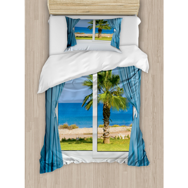 Shore Palm Tree Island Duvet Cover Set