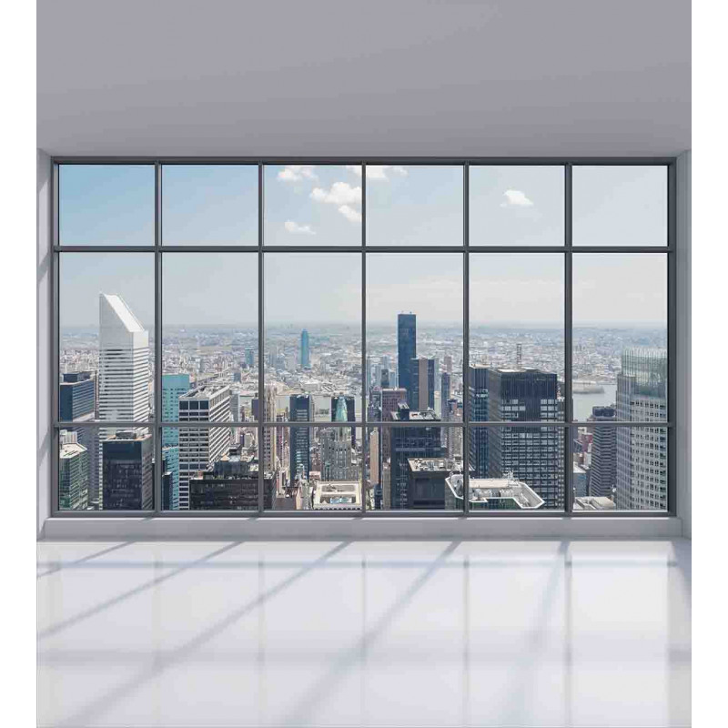 Big Window Downtown View Duvet Cover Set