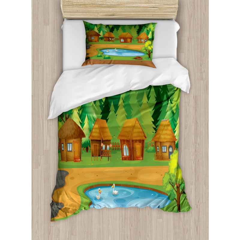 Huts Pond in Woods Duvet Cover Set