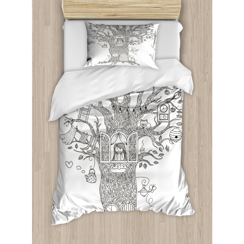 Girl in Timber Home Duvet Cover Set