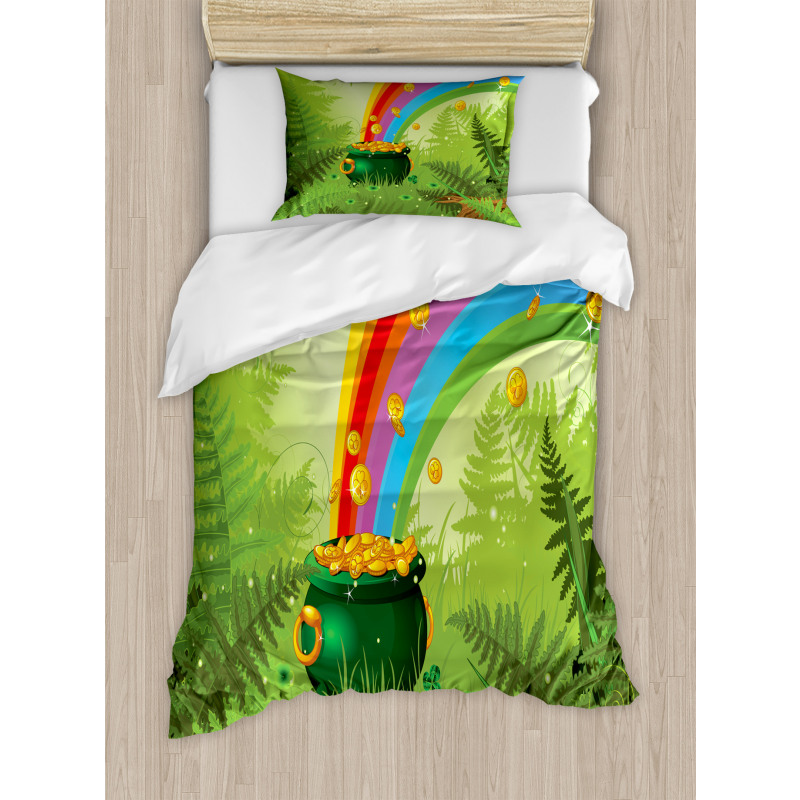 Pot of Coins and Rainbow Duvet Cover Set