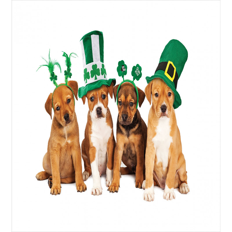 Puppies with Irish Hat Duvet Cover Set