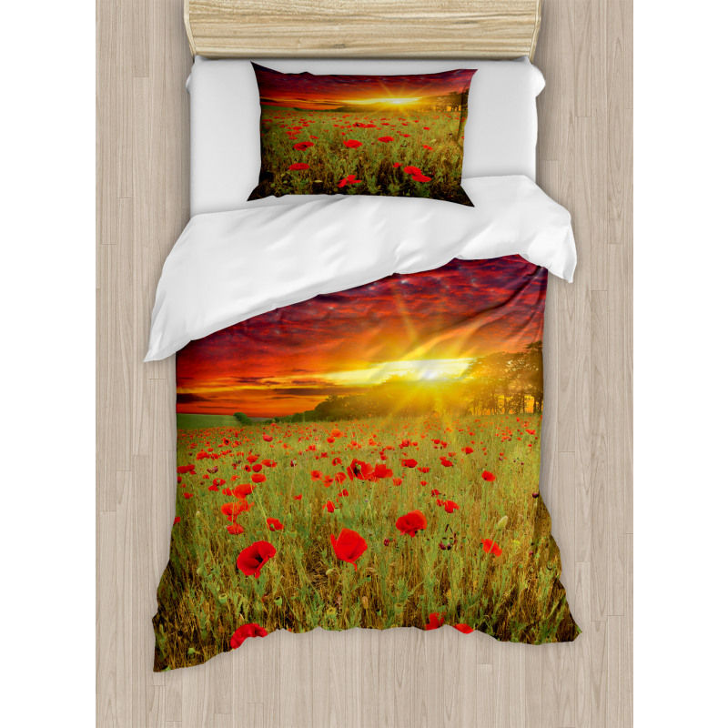 Meadow Poppies Sky Duvet Cover Set