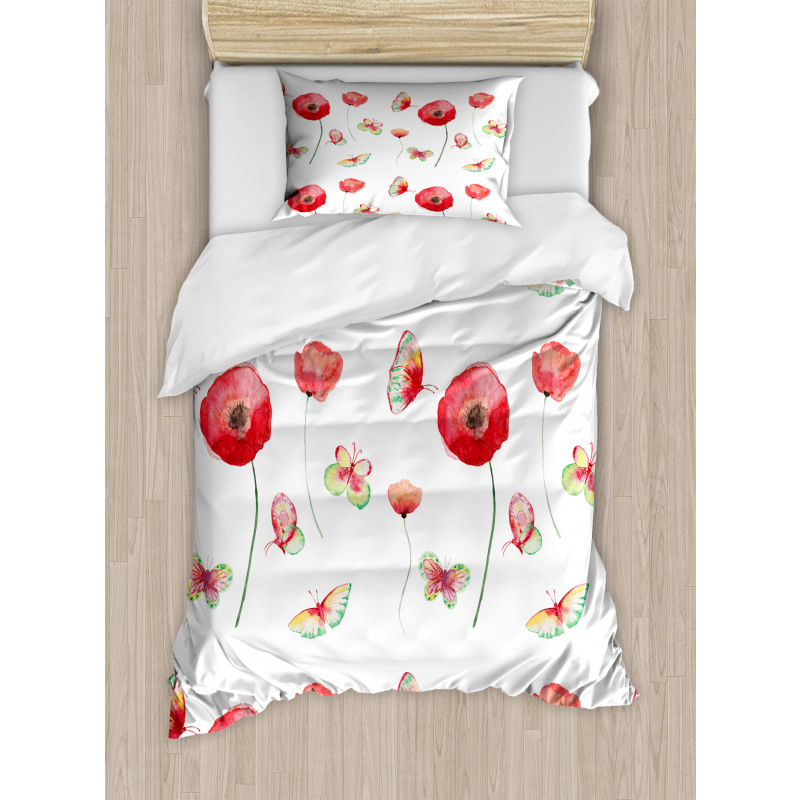 Poppy Butterfly Romance Duvet Cover Set