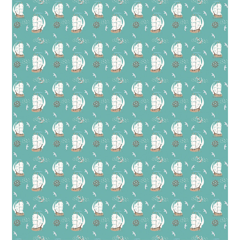 Pirate Ship Anchor Seagulls Duvet Cover Set