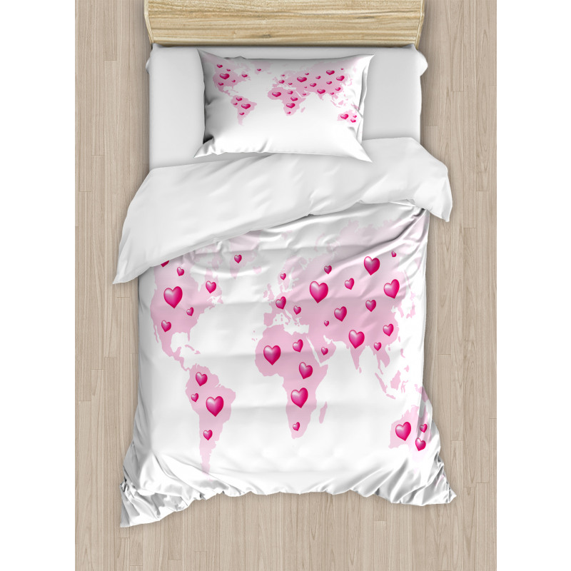 Global Dots Heart Love Duvet Cover Set