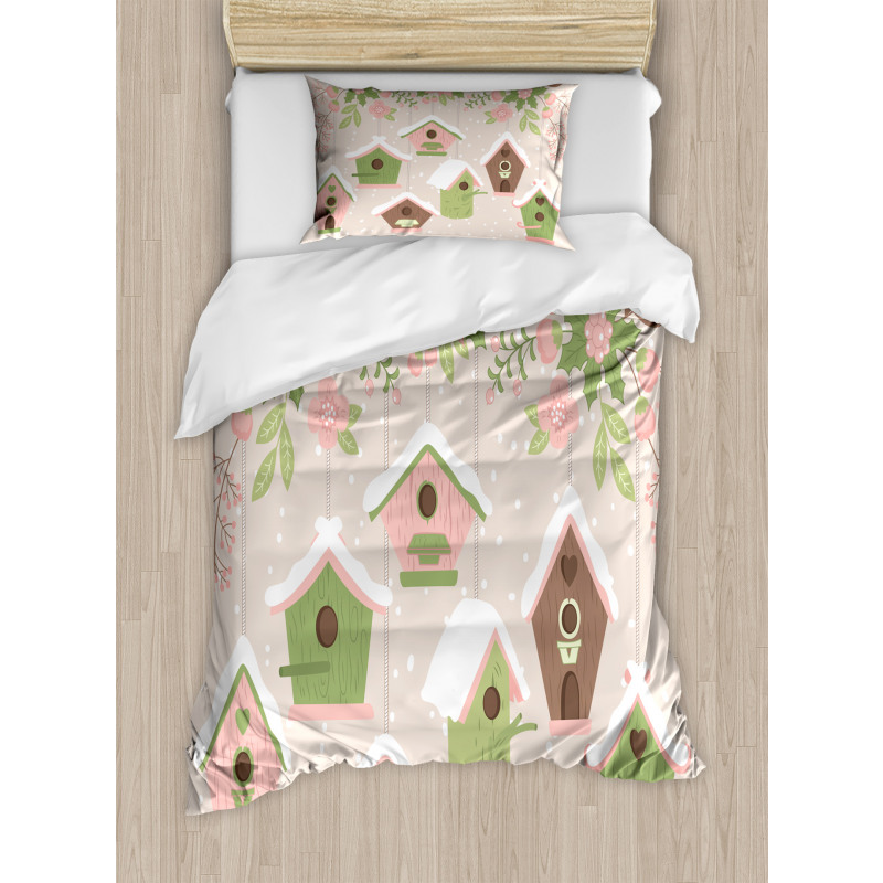 Pastel Floral Snow Nest Duvet Cover Set