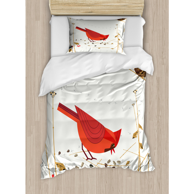 Red Cardinal in Autumn Duvet Cover Set