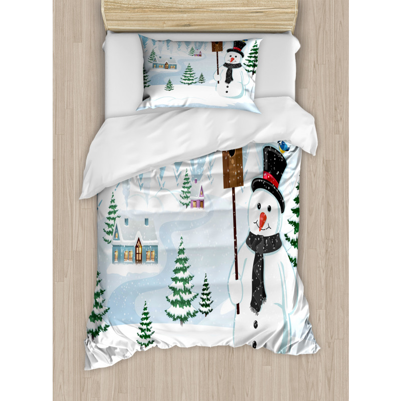 Frosty Holds Nest Graphic Duvet Cover Set