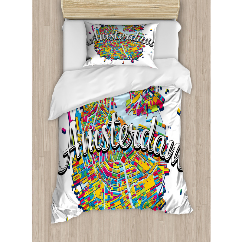 Vibrant Digital Mapping Duvet Cover Set