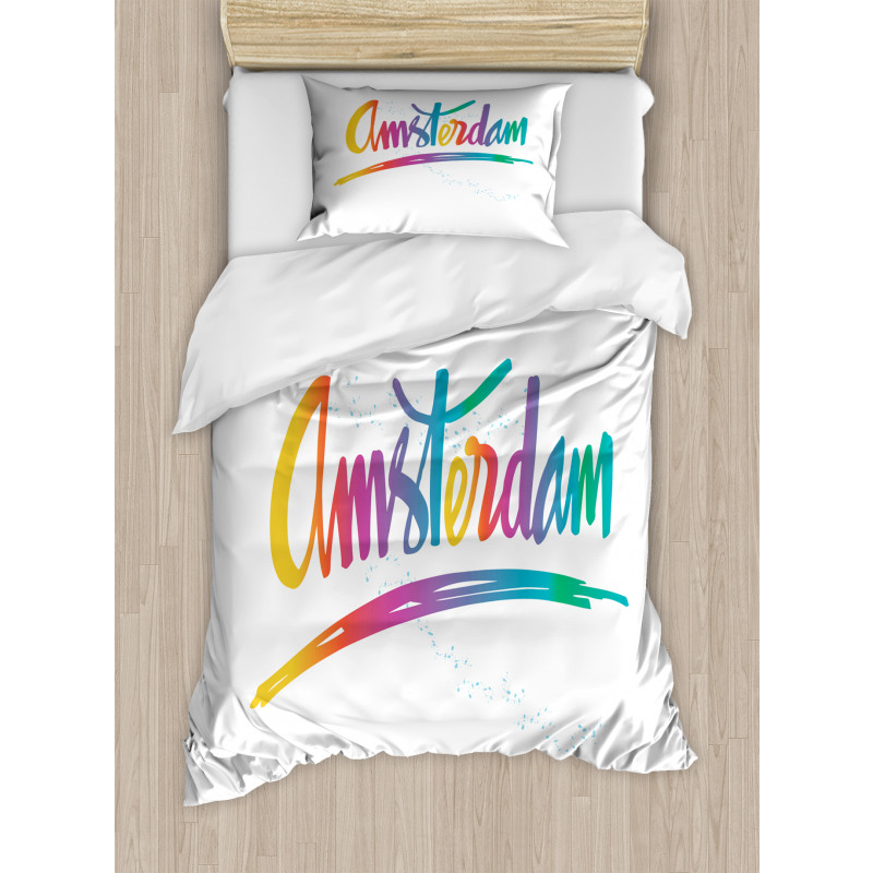 Colorful Hand Lettering Duvet Cover Set