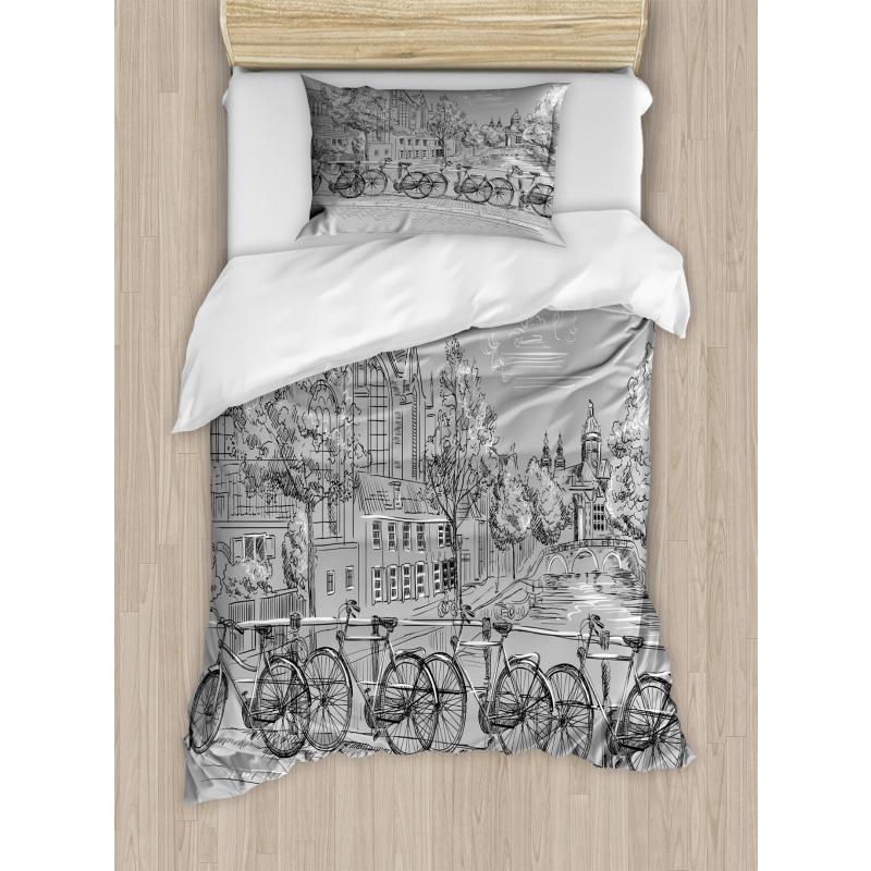 Bicycles by the Canal Duvet Cover Set