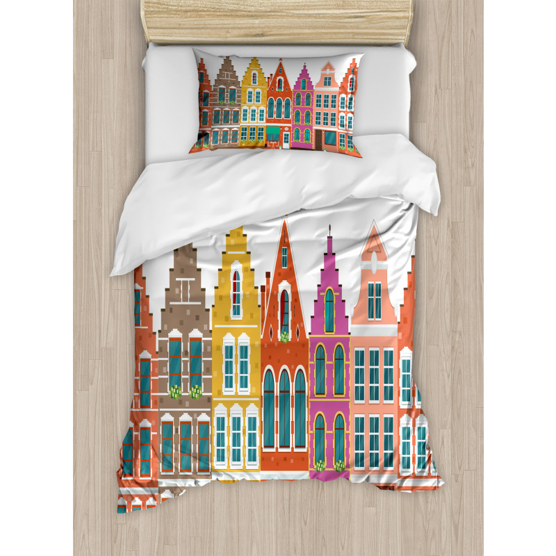 European Colorful Houses Duvet Cover Set