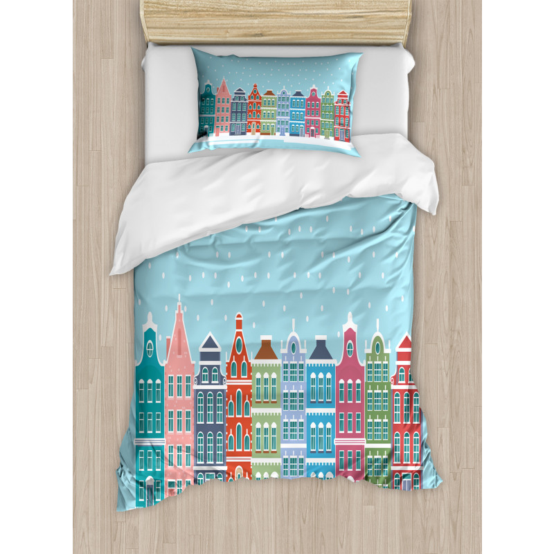 Snowy Town in Holland Duvet Cover Set