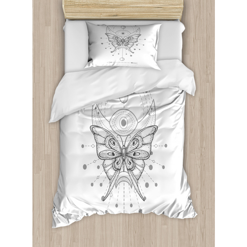 Muted Tones Boho Butterfly Duvet Cover Set