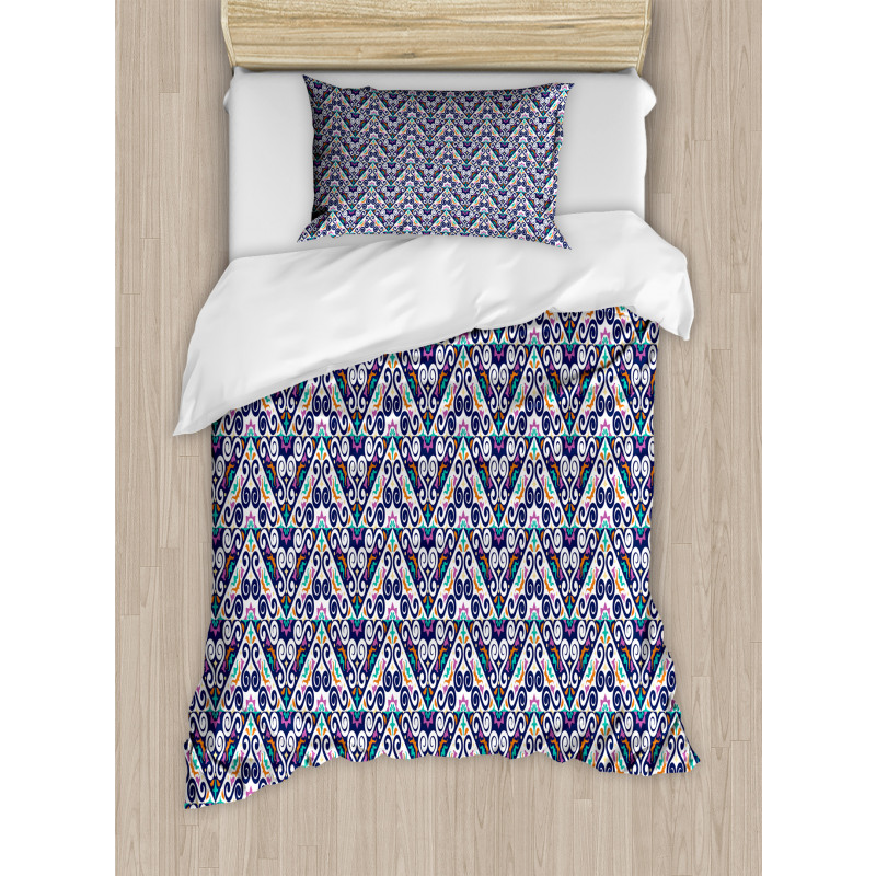 Abstract Folk Ornamental Motif Duvet Cover Set