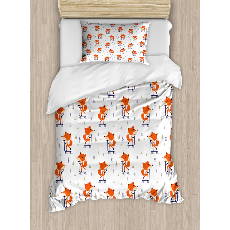 Animal with Scooter Tiny Trees Duvet Cover Set