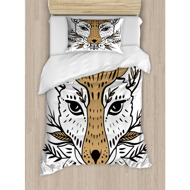 Botanical Ornament Animal Head Duvet Cover Set