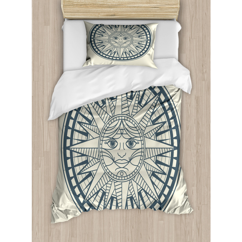 Retro Sun Compass Duvet Cover Set