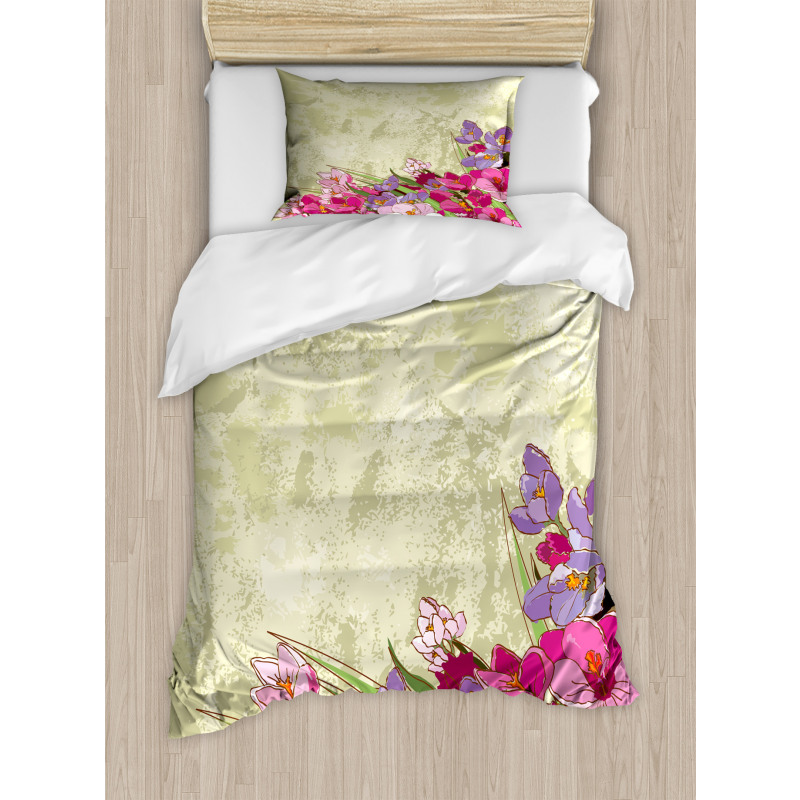 Flora Grunge Theme Duvet Cover Set