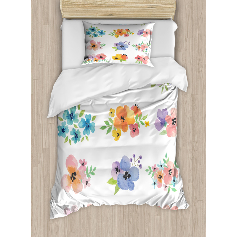 Watercolor Bouquets Duvet Cover Set