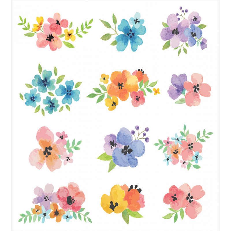 Watercolor Bouquets Duvet Cover Set