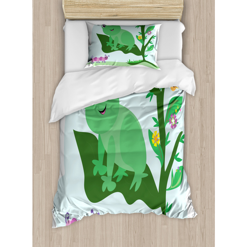 Childish Animals Floral Leaf Duvet Cover Set