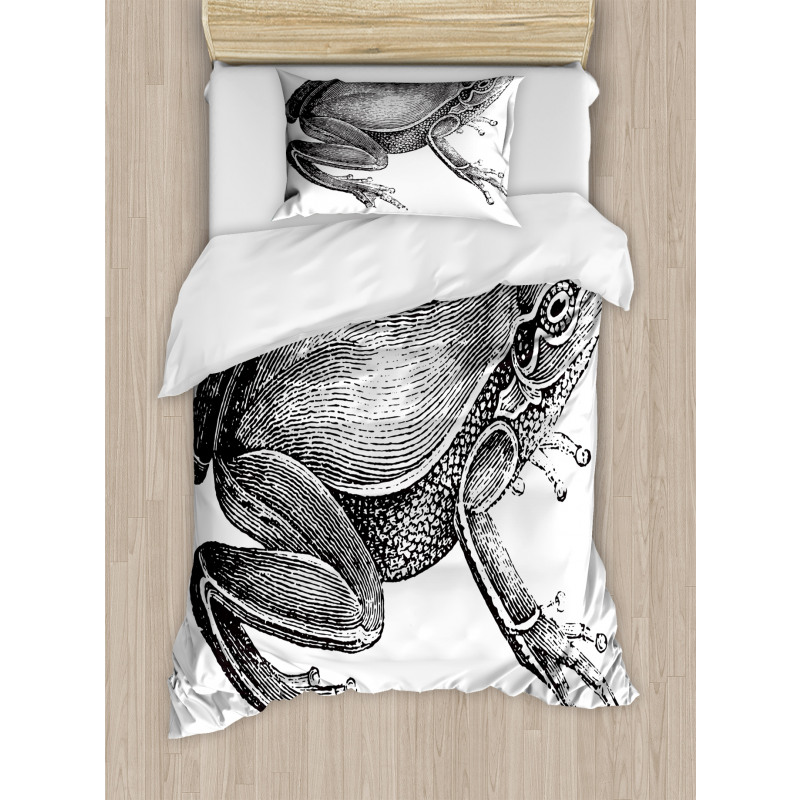 Engraved Amphibian Fauna Art Duvet Cover Set