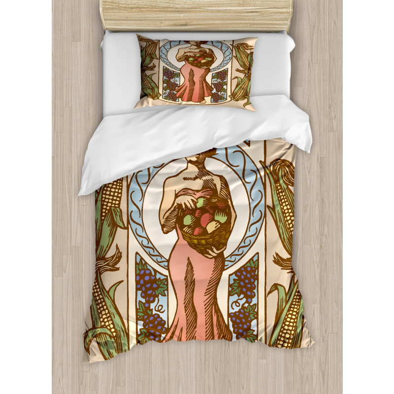 Harvest Woman with Corns Duvet Cover Set