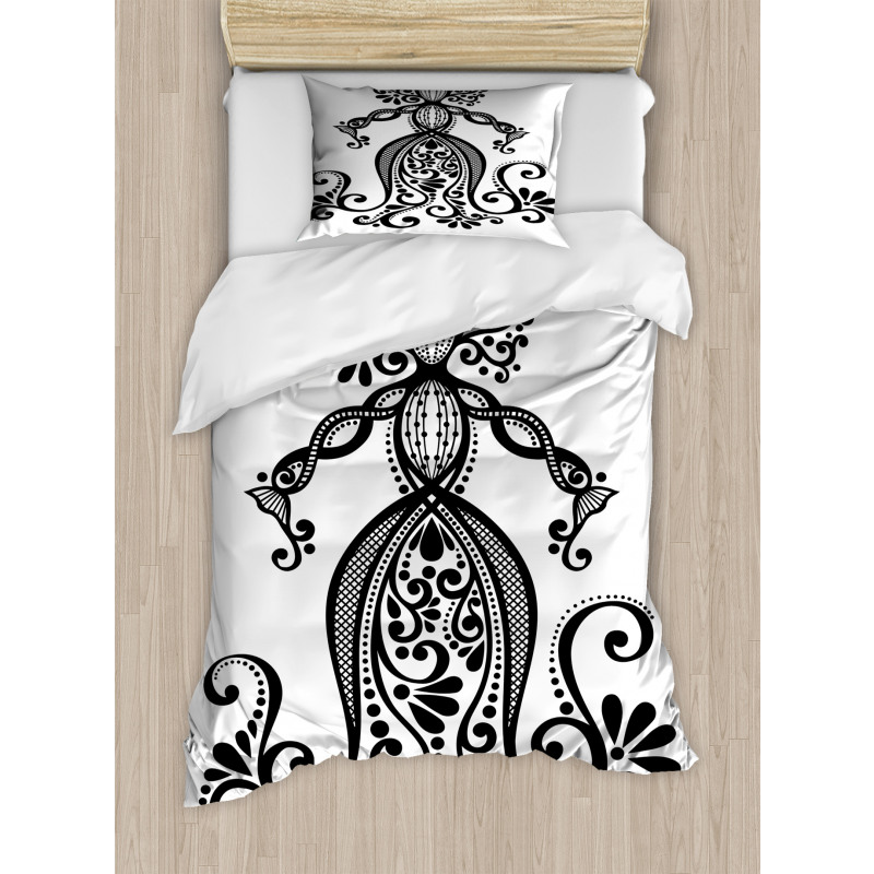 Woman Shape Vintage Ornate Duvet Cover Set