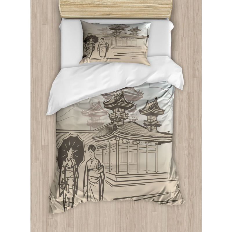 Women Walking Duvet Cover Set