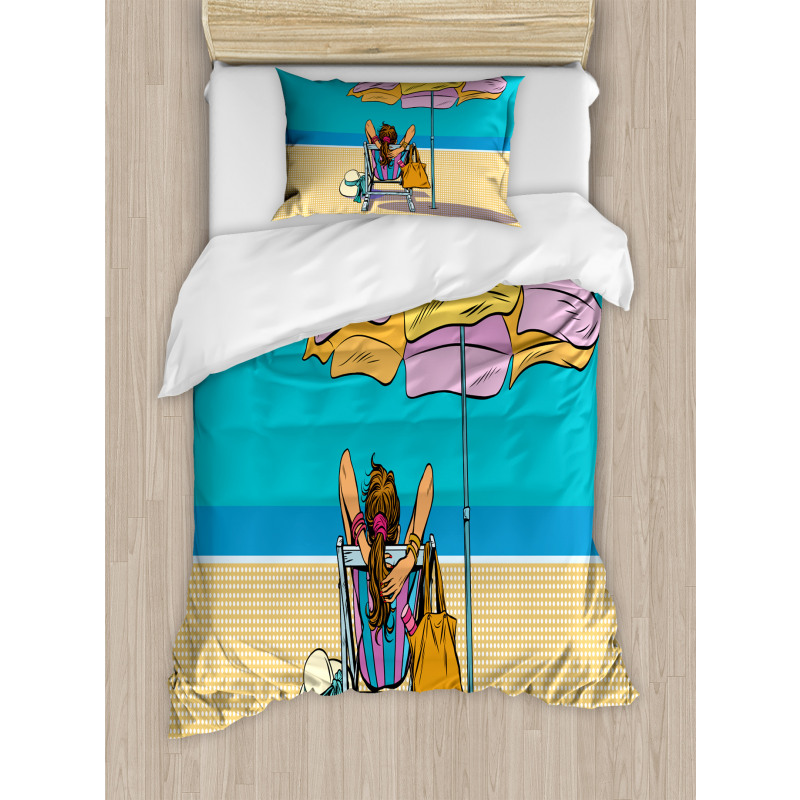 Lady on a Deckchair Duvet Cover Set