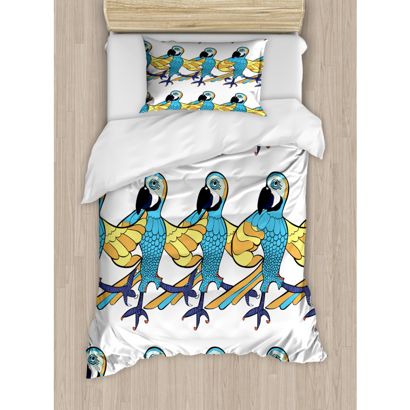 Tropic Colorful Parrots Duvet Cover Set