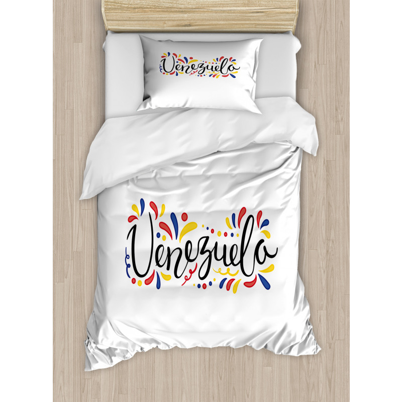 Colorful Cursive Wording Duvet Cover Set