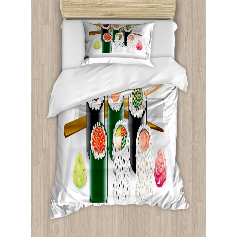 Various Flavored Sushi Plate Duvet Cover Set