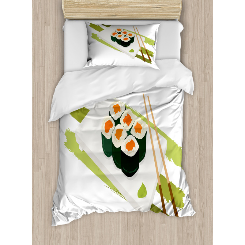 Sushi Maki Plate Chopsticks Duvet Cover Set