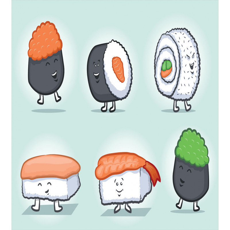 Funny Happy Sushi Characters Duvet Cover Set