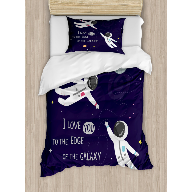 Love Wording Astronauts Duvet Cover Set