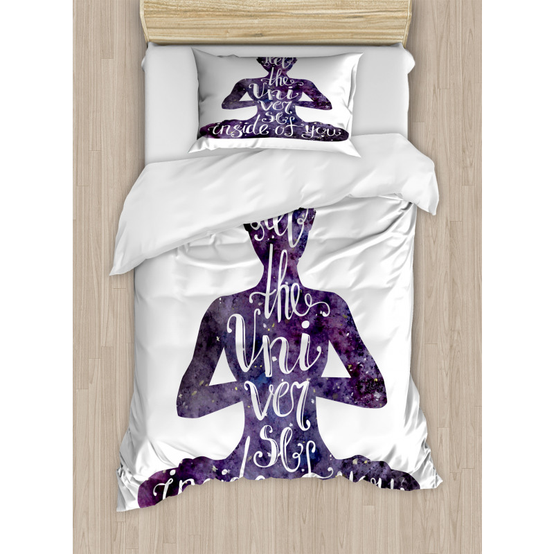 Fell the Universe Text Yoga Duvet Cover Set