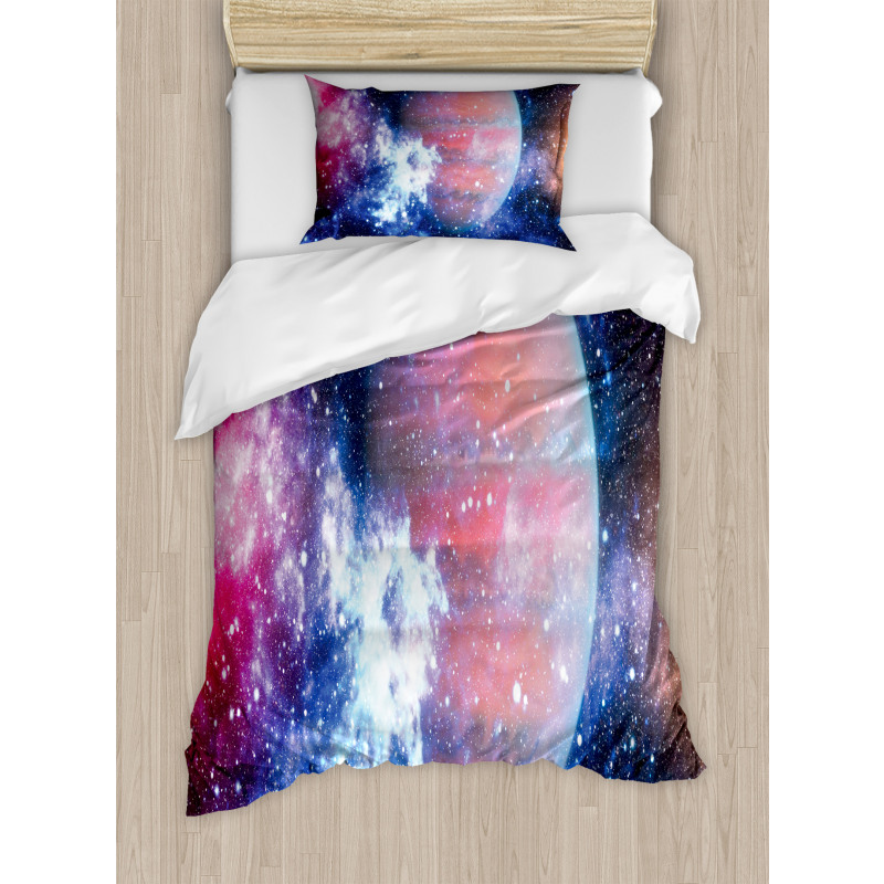 Vivid Nebula and Planet Art Duvet Cover Set