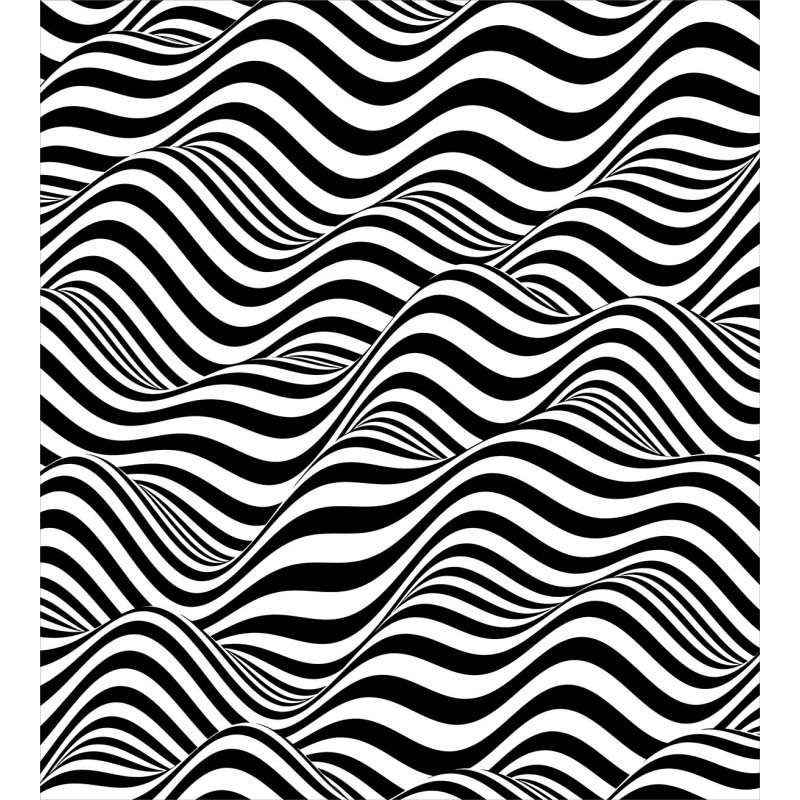 Monochrome Waves Duvet Cover Set