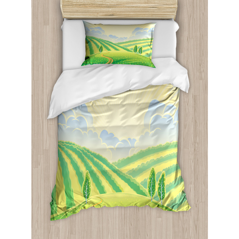 Green Field Graphic Duvet Cover Set