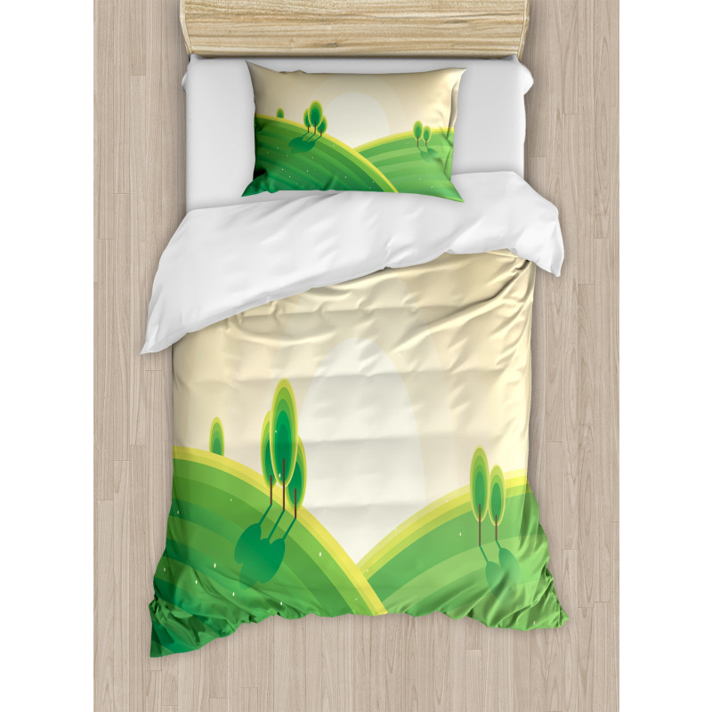 Rural Landscape Hills Duvet Cover Set