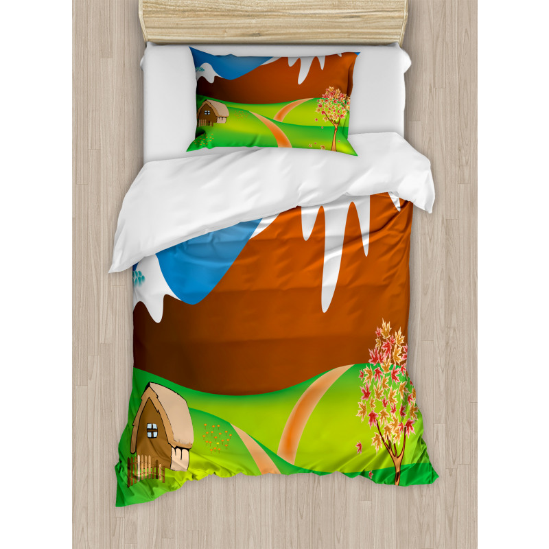 Cartoon Country Scene Duvet Cover Set