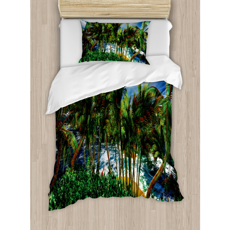 Hawaii Island Palm Tree Duvet Cover Set