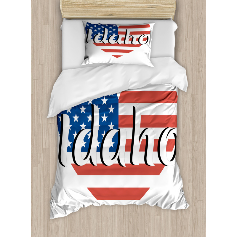 Heart Shaped USA Flag State Duvet Cover Set