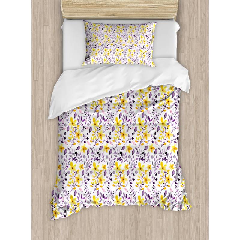 Rural Flowers and Leaves Duvet Cover Set